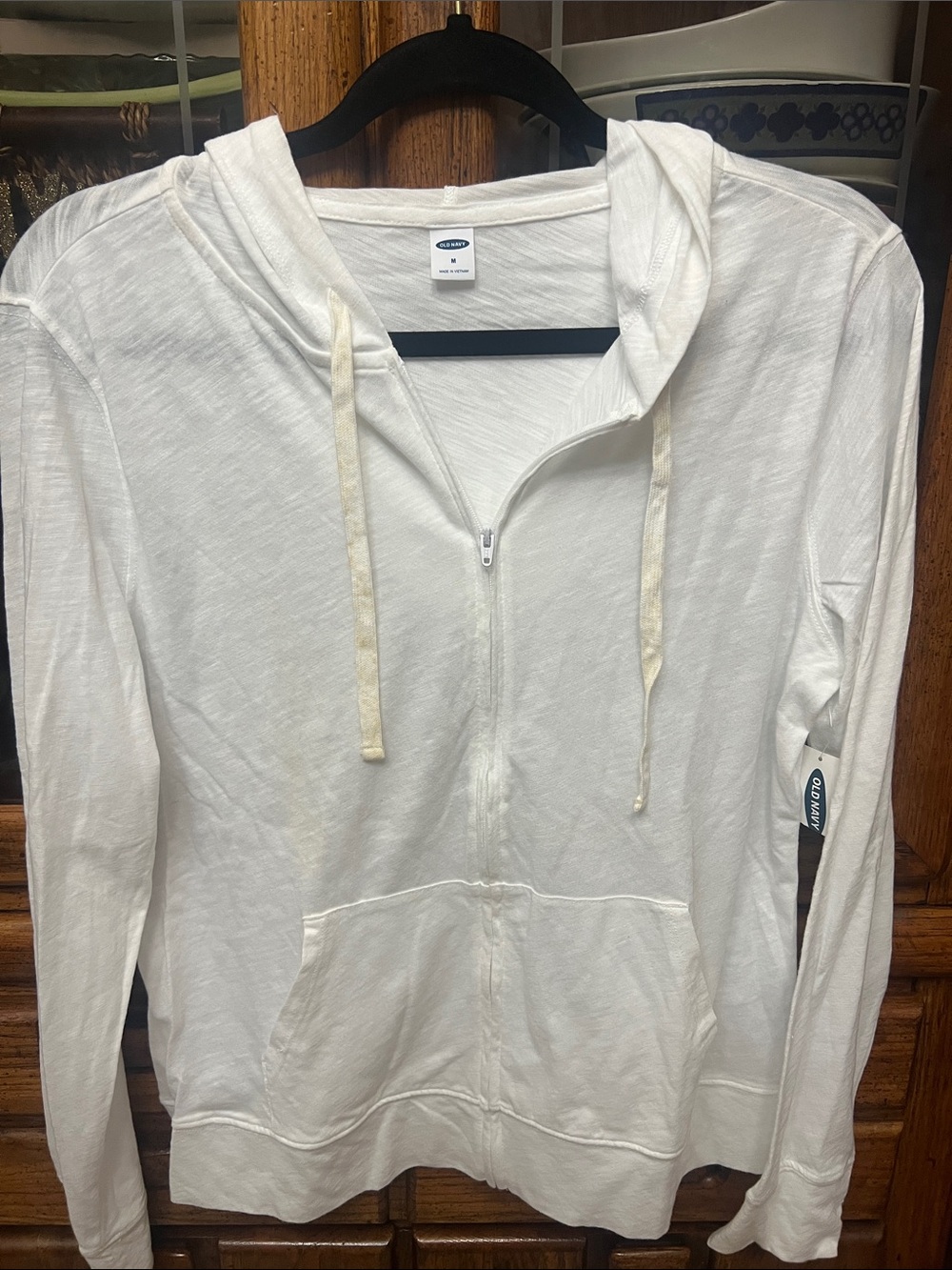 Old Navy women’s White Zip Hoodie Lightweight Pullover
